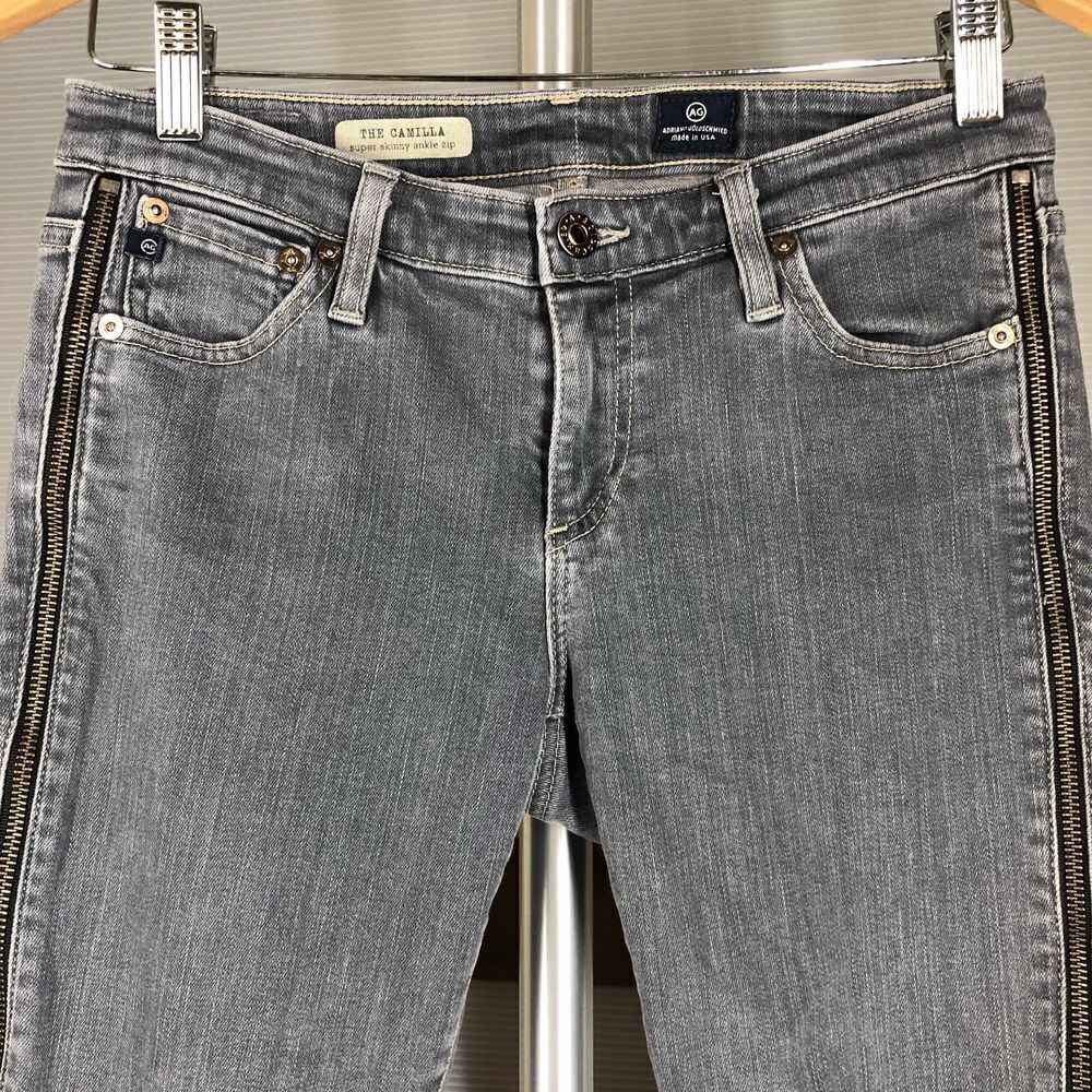Sz 28- AG ADRIANO GOLDSCHMEID Camila Super Skinny Ankle Side Zipper Gray Jeans - Picture 3 of 8
